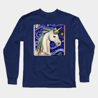 Unicorn on a Starry Night Long Sleeve T-Shirt